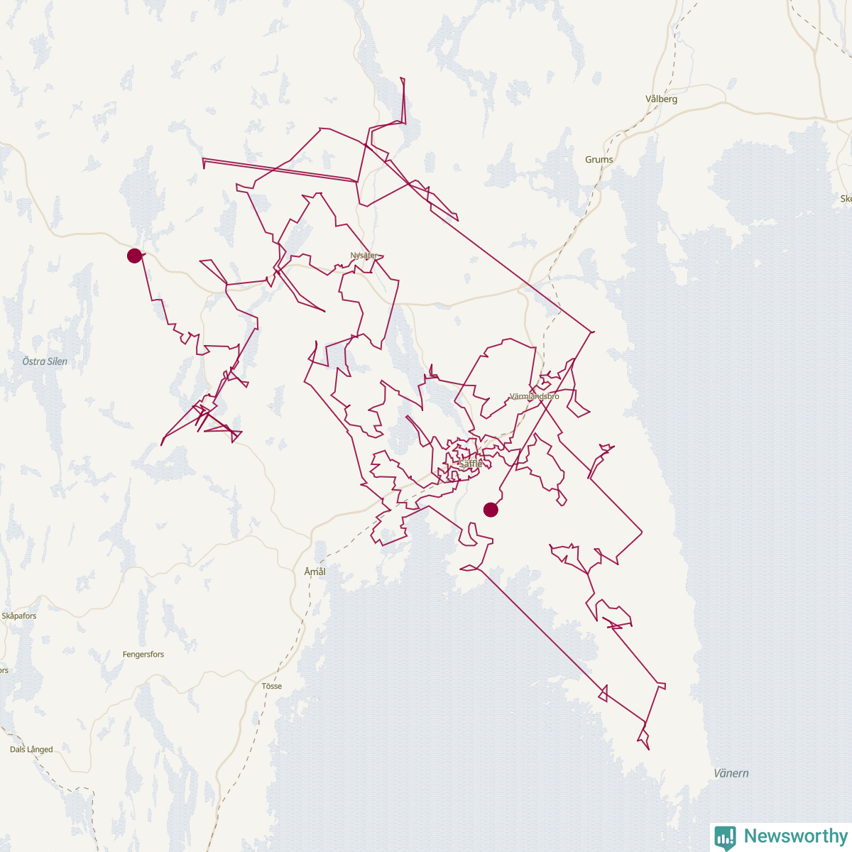 Karta över tomtens bästa resväg