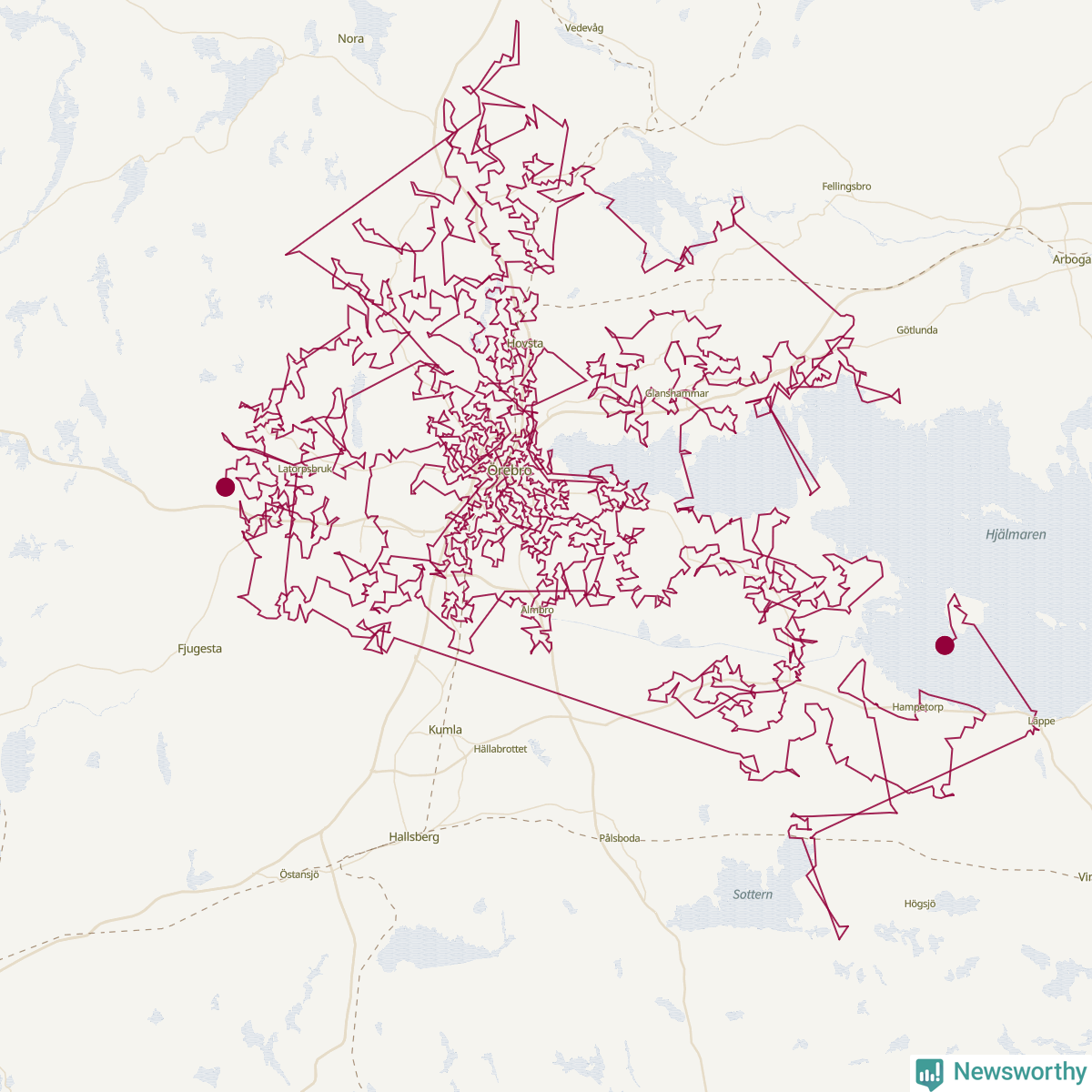 Karta över tomtens bästa resväg