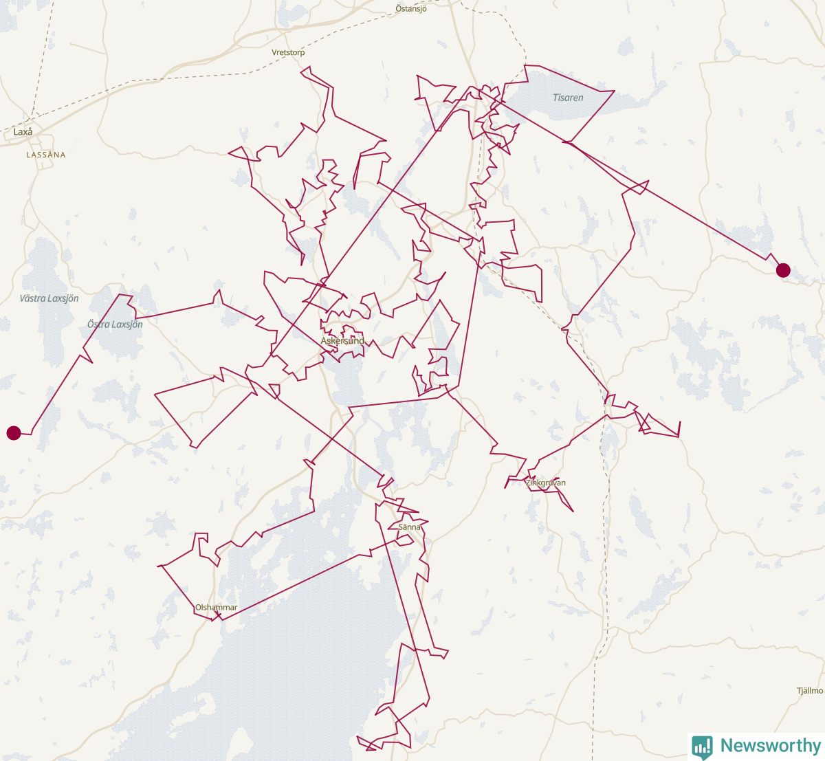 Karta över tomtens bästa resväg