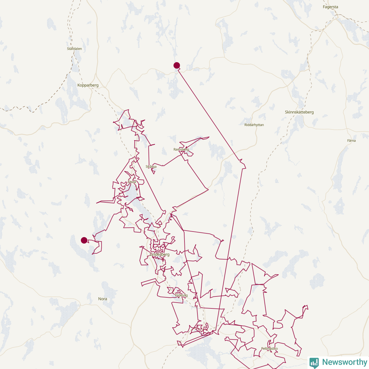 Karta över tomtens bästa resväg