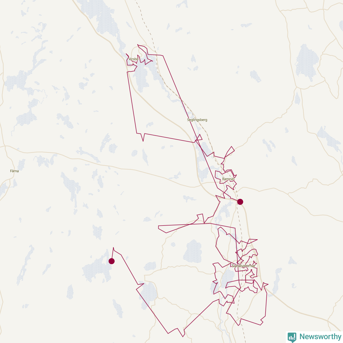 Karta över tomtens bästa resväg