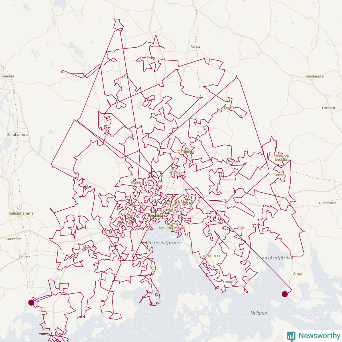 Karta över tomtens bästa resväg