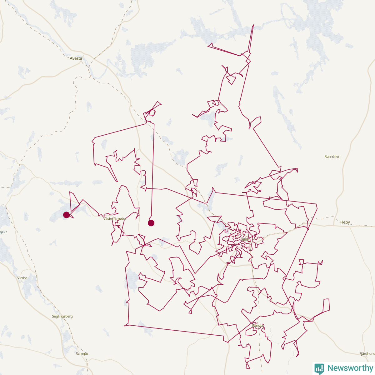 Karta över tomtens bästa resväg