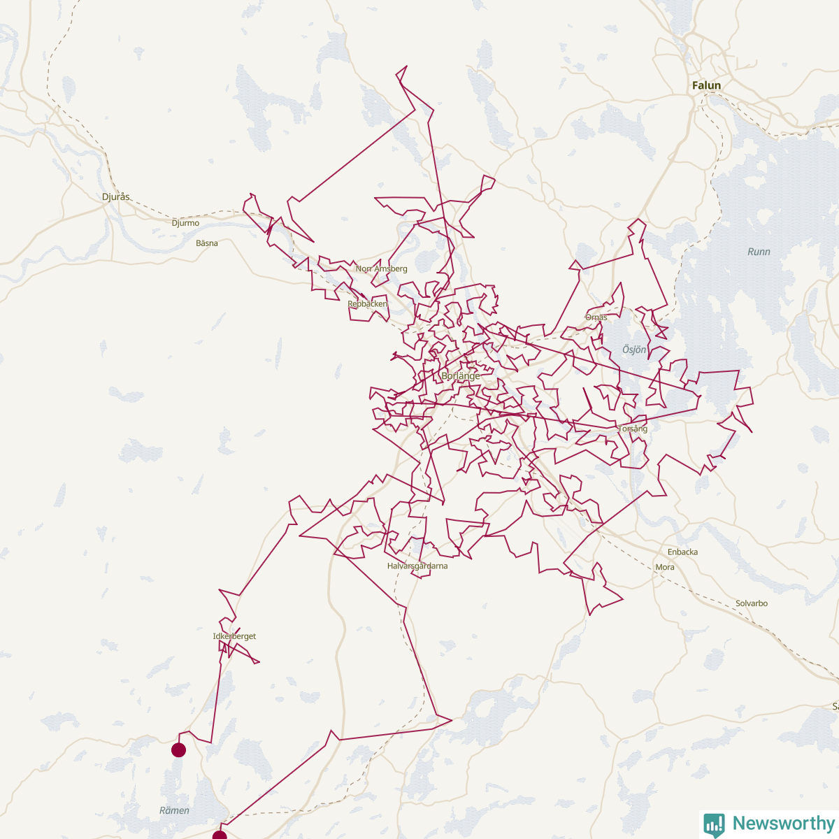 Karta över tomtens bästa resväg