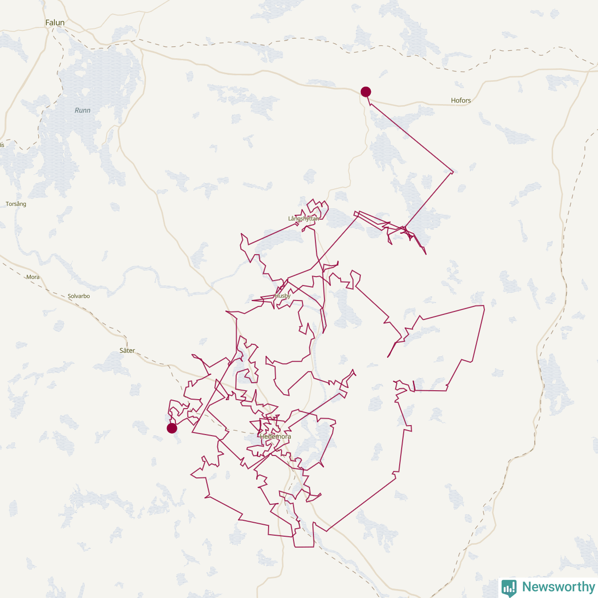 Karta över tomtens bästa resväg