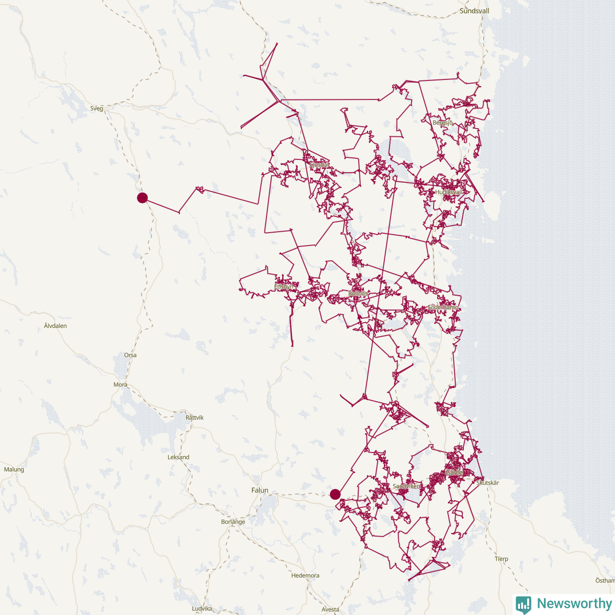 Karta över tomtens bästa resväg