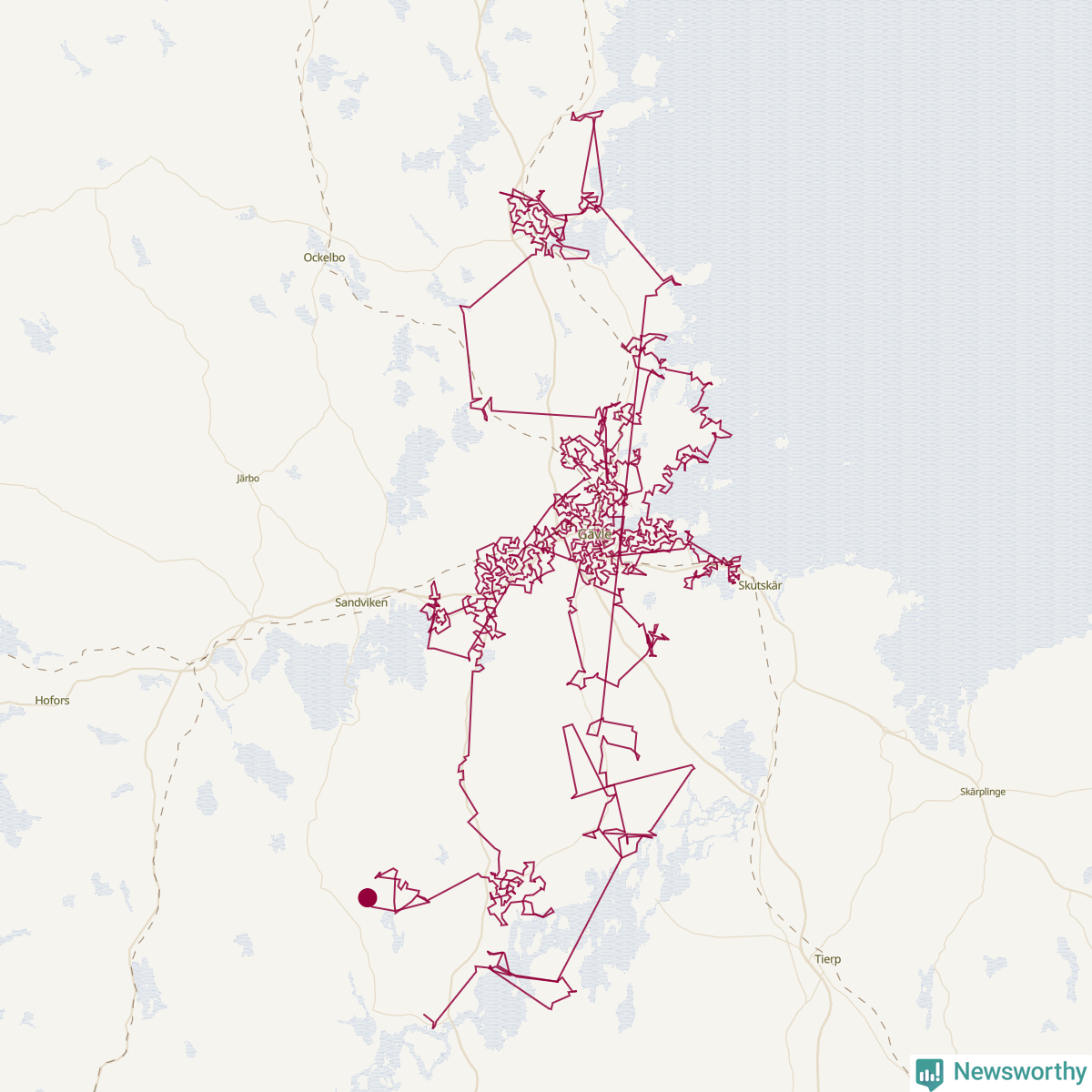 Karta över tomtens bästa resväg