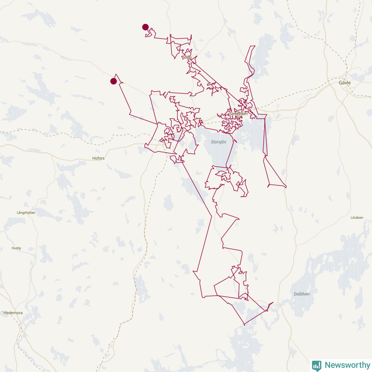 Karta över tomtens bästa resväg