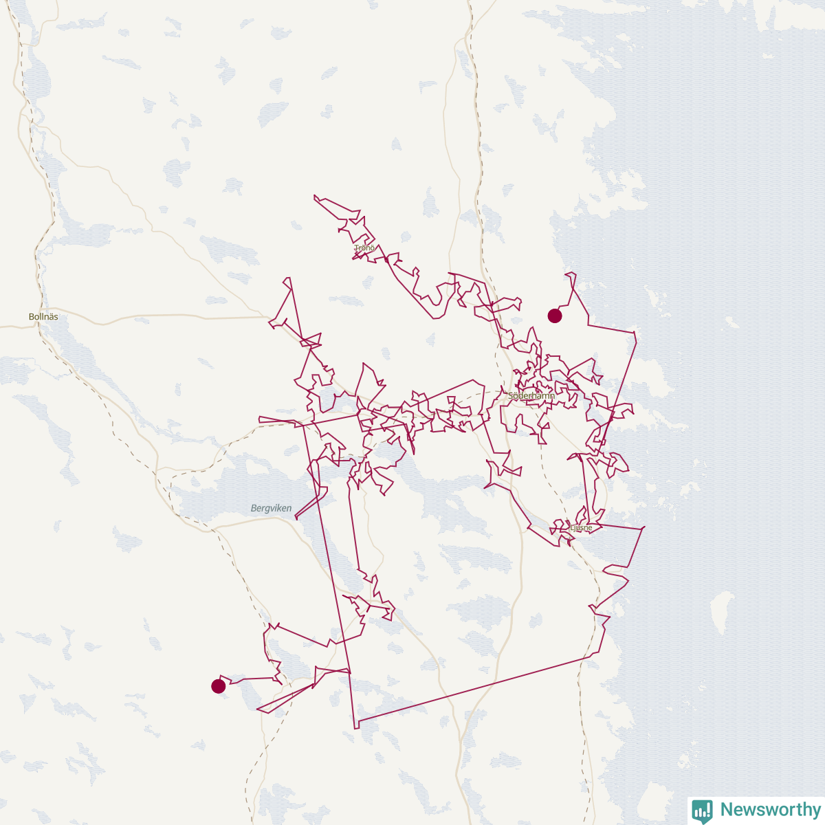 Karta över tomtens bästa resväg