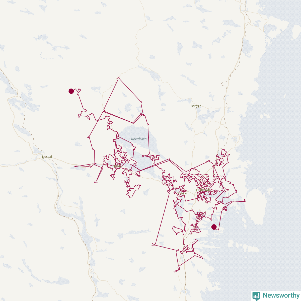 Karta över tomtens bästa resväg