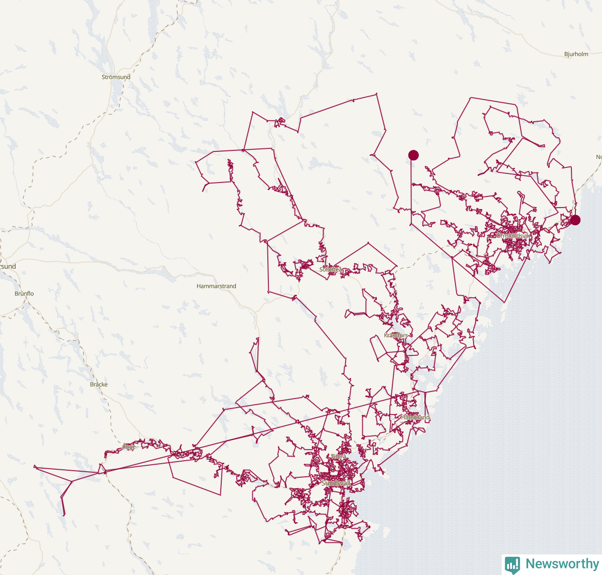 Karta över tomtens bästa resväg