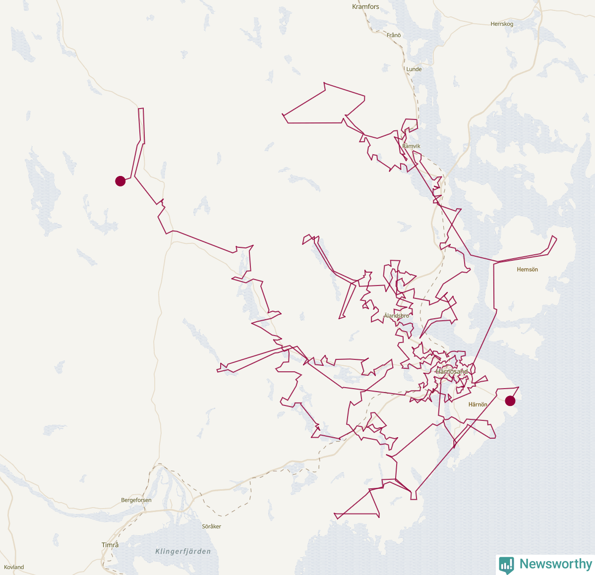 Karta över tomtens bästa resväg