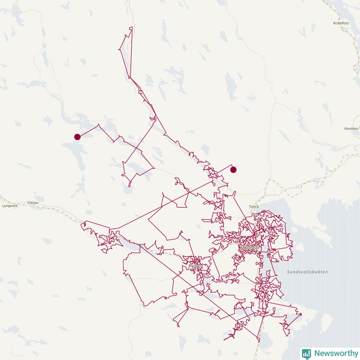 Karta över tomtens bästa resväg