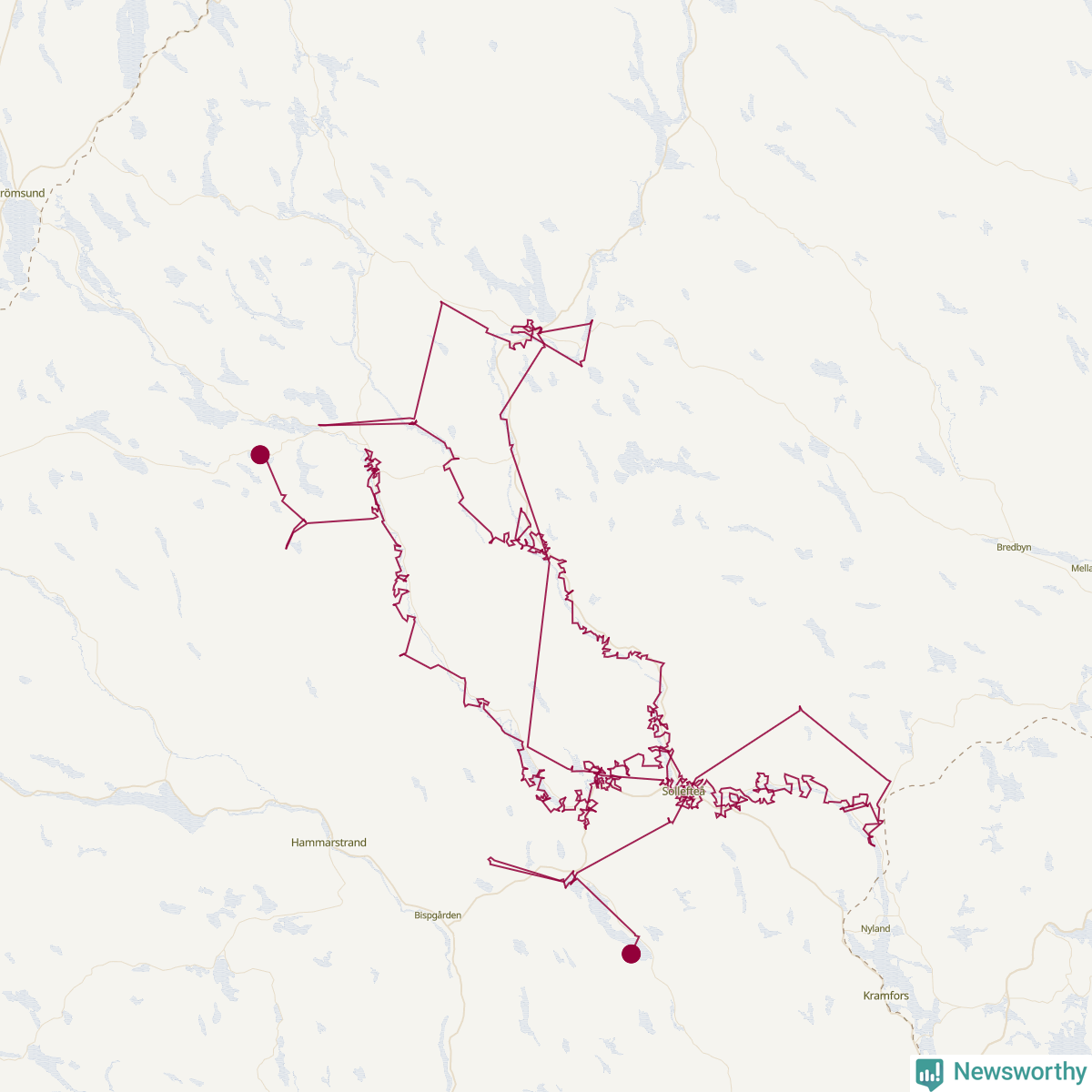 Karta över tomtens bästa resväg