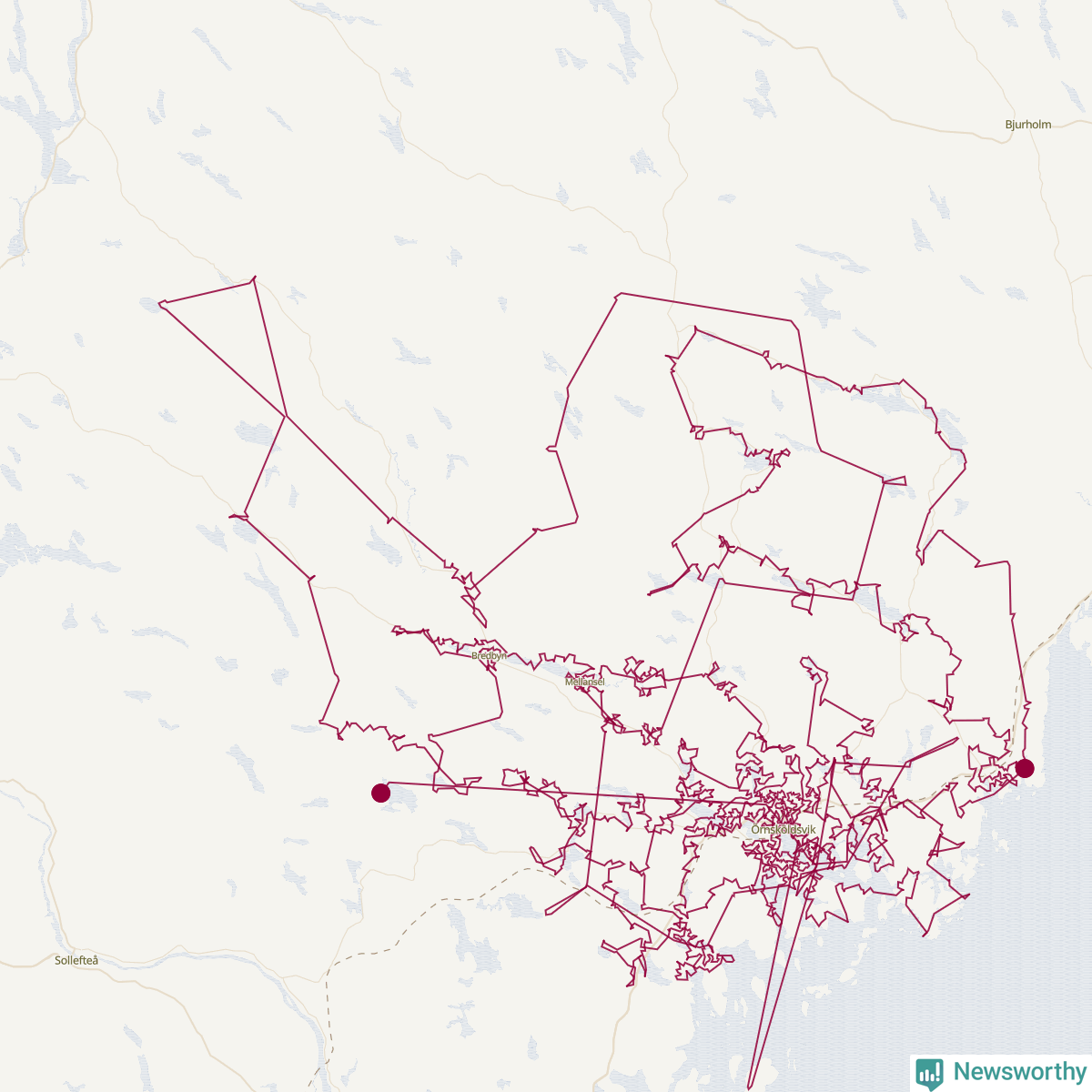 Karta över tomtens bästa resväg