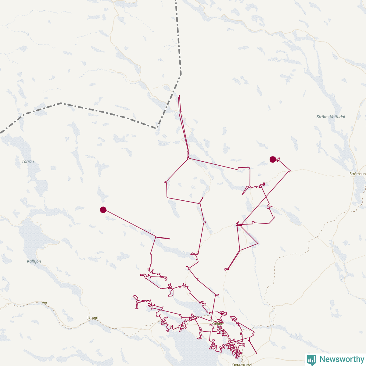 Karta över tomtens bästa resväg