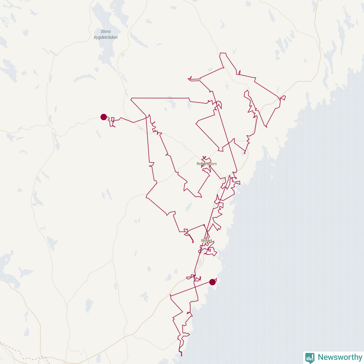 Karta över tomtens bästa resväg