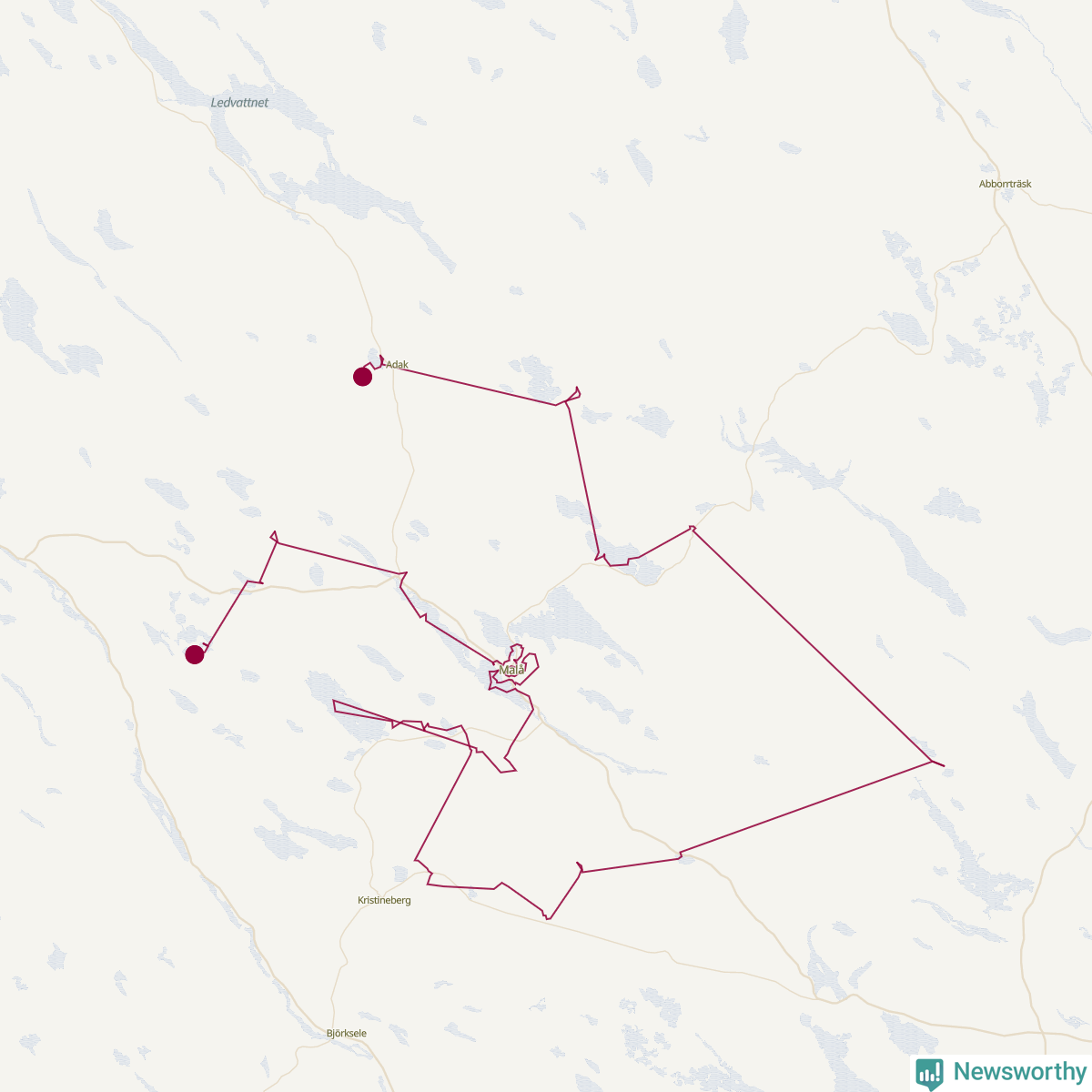 Karta över tomtens bästa resväg