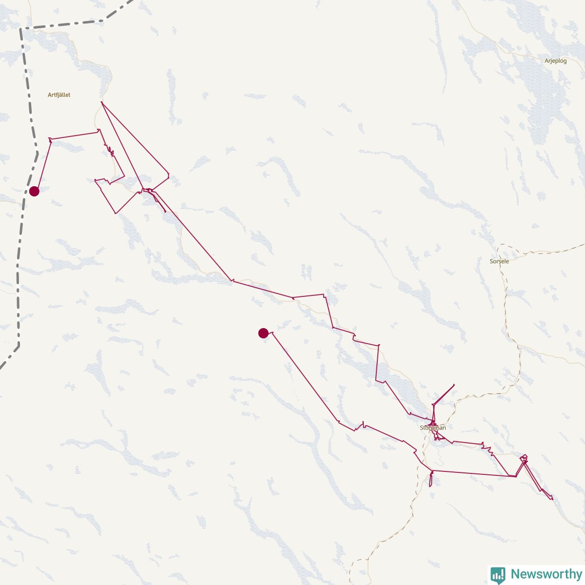 Karta över tomtens bästa resväg
