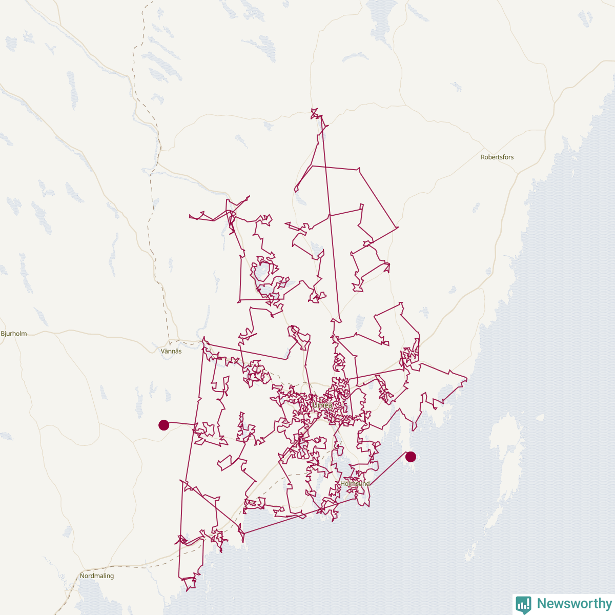Karta över tomtens bästa resväg