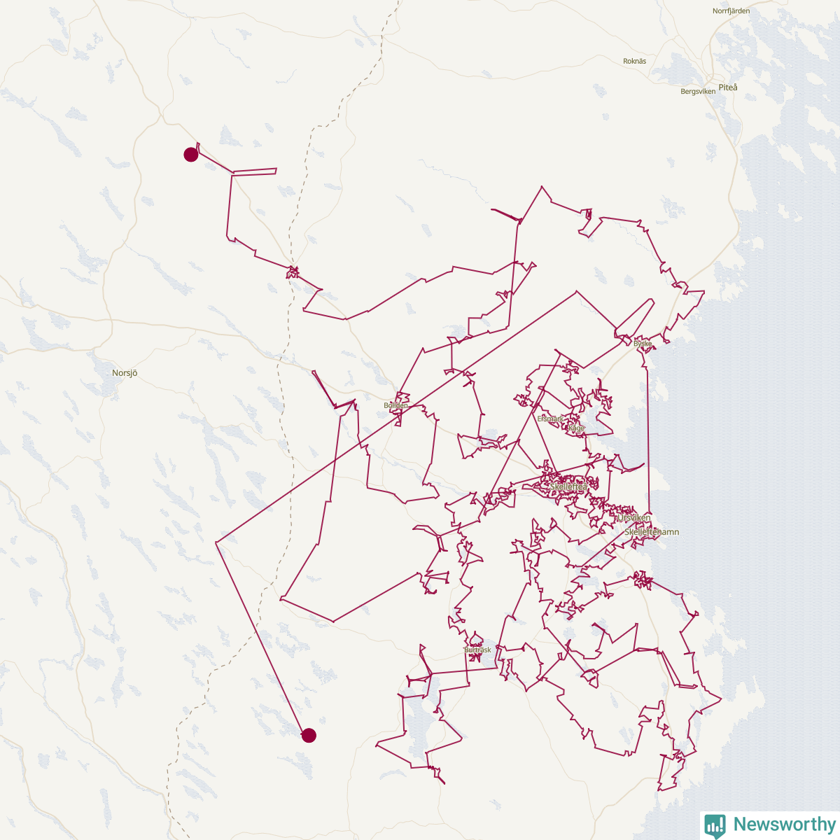 Karta över tomtens bästa resväg