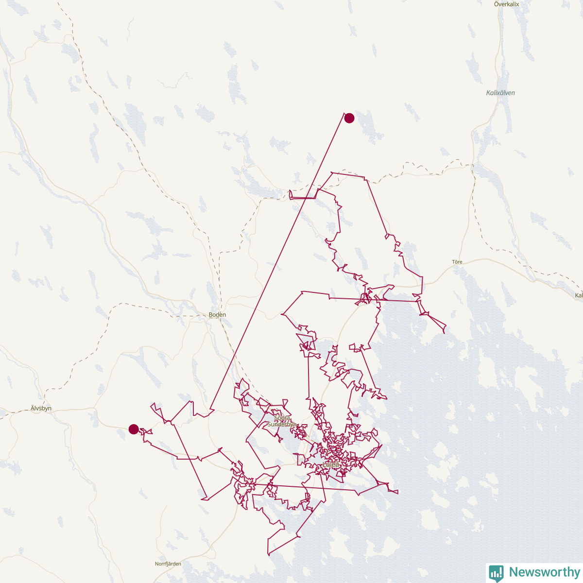 Karta över tomtens bästa resväg