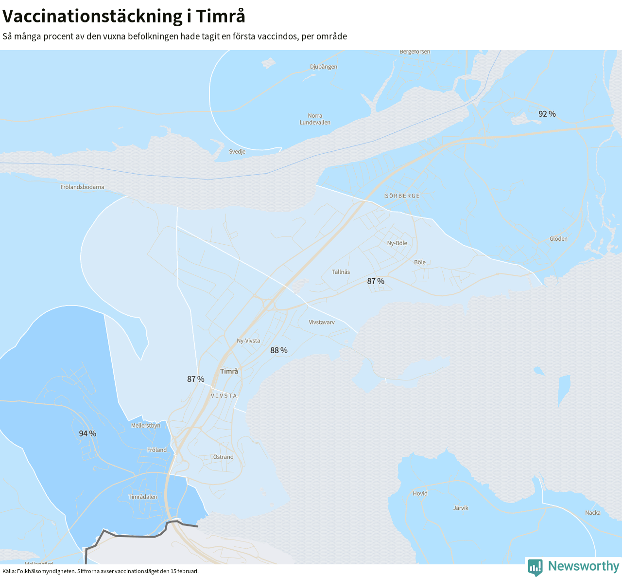 Karta över vaccinationstäckning i Timrå