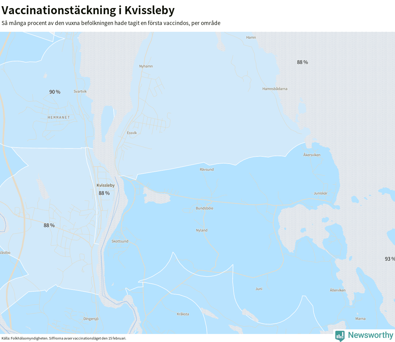 Karta över vaccinationstäckning i Kvissleby