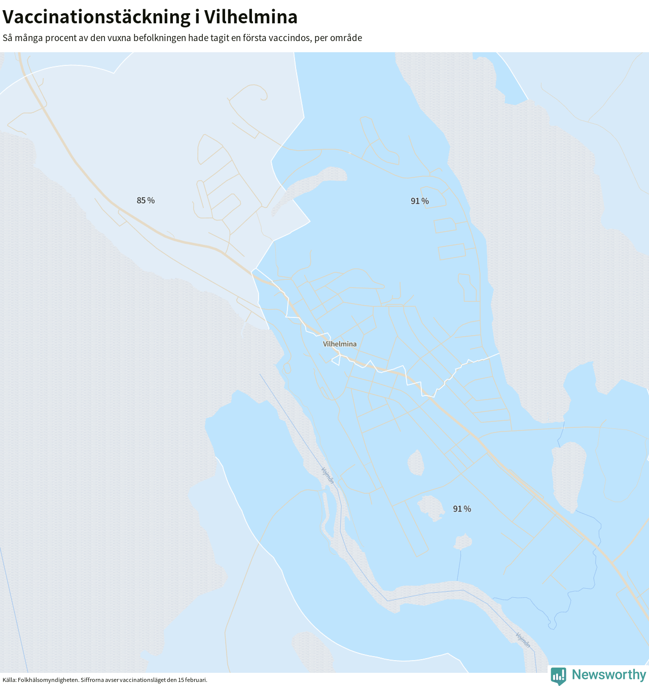 Karta över vaccinationstäckning i Vilhelmina