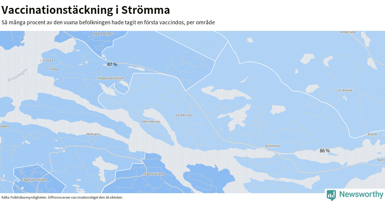 Karta över vaccinationstäckning i Strömma