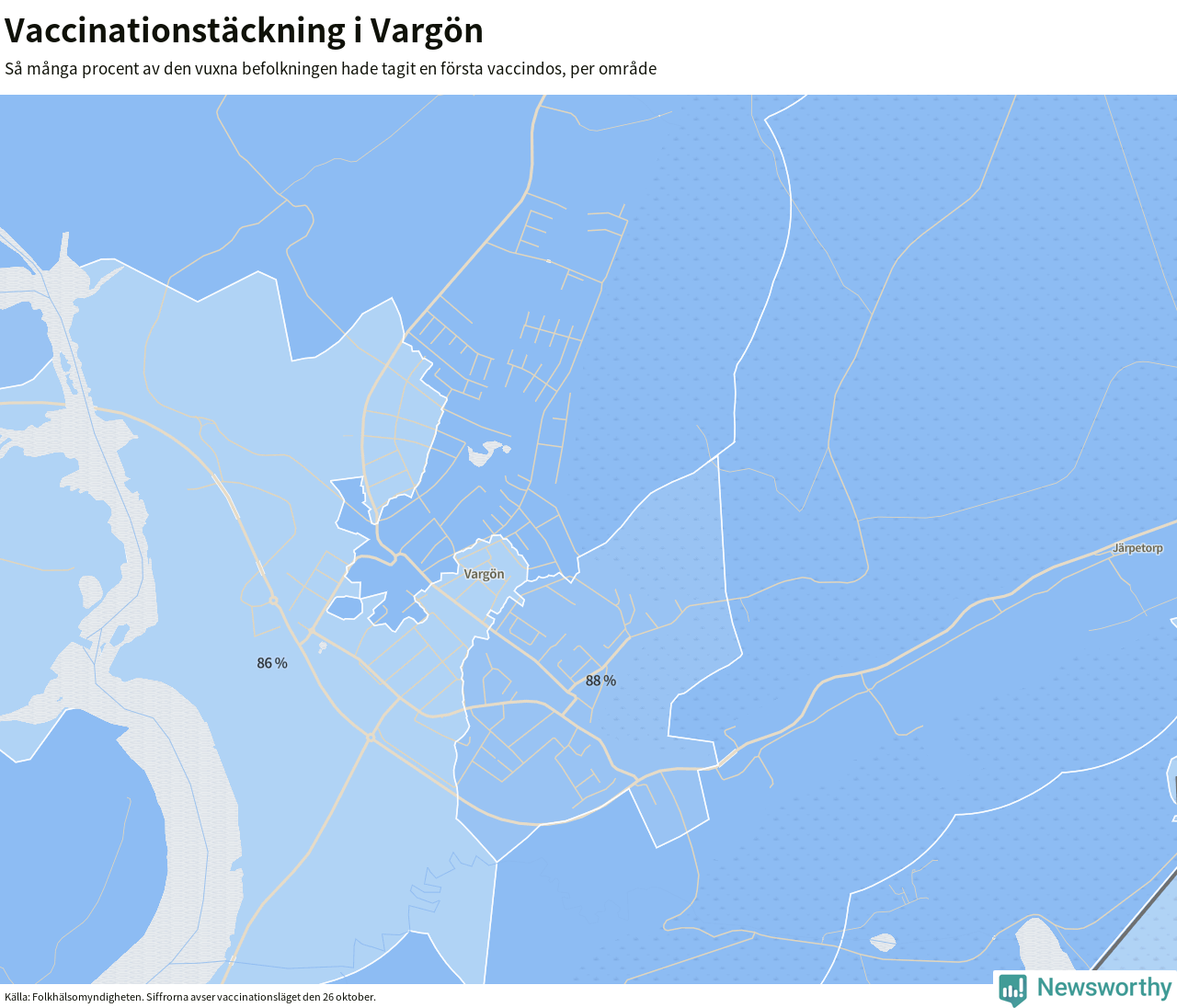Karta över vaccinationstäckning i Vargön